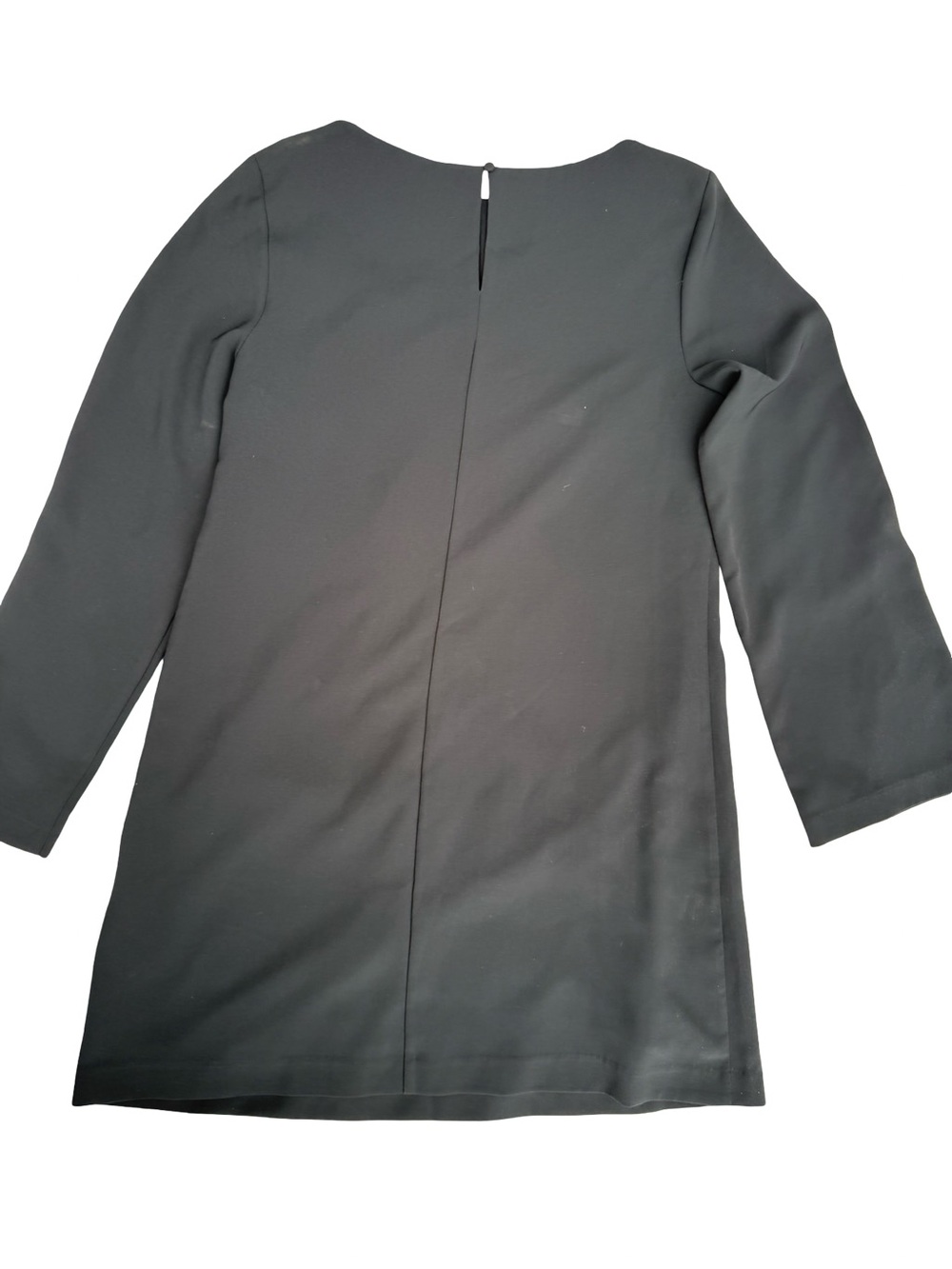 Gap Women's Large Tall Black Lined Shift Dress Long Bell Sleeve Keyhole Back